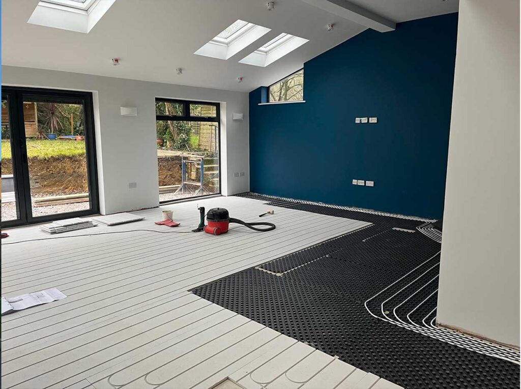 Extension with underfloor heating